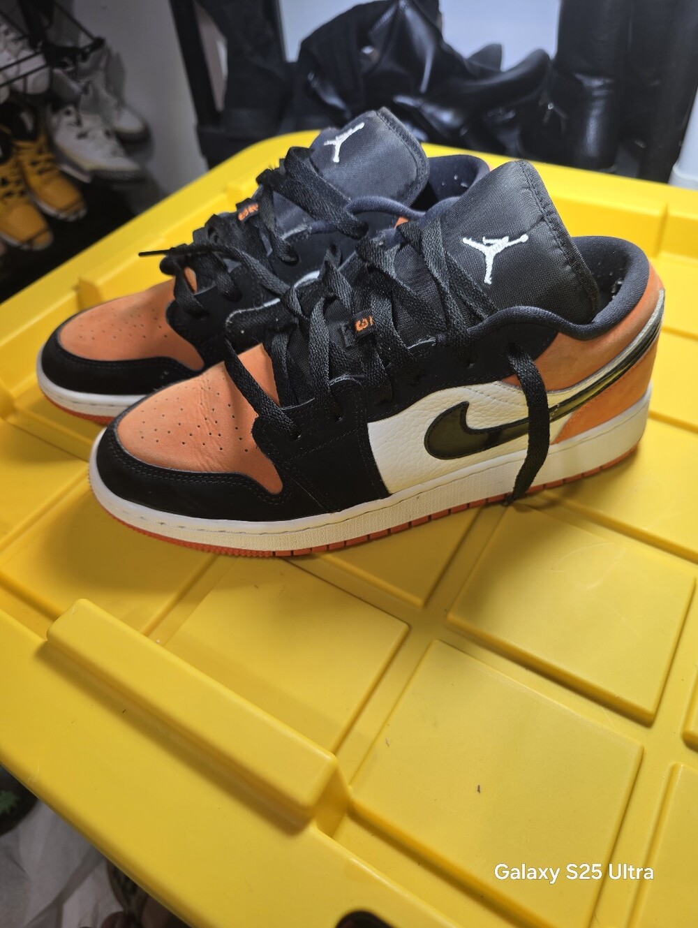 Nike Kids' Air Jordan Low-Top Sneakers in Orange and Black